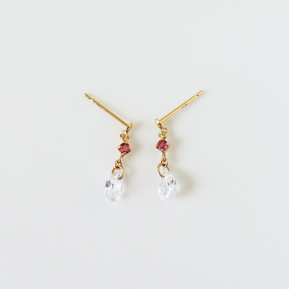 ピンクトルマリン  / CZ ピアス | K18