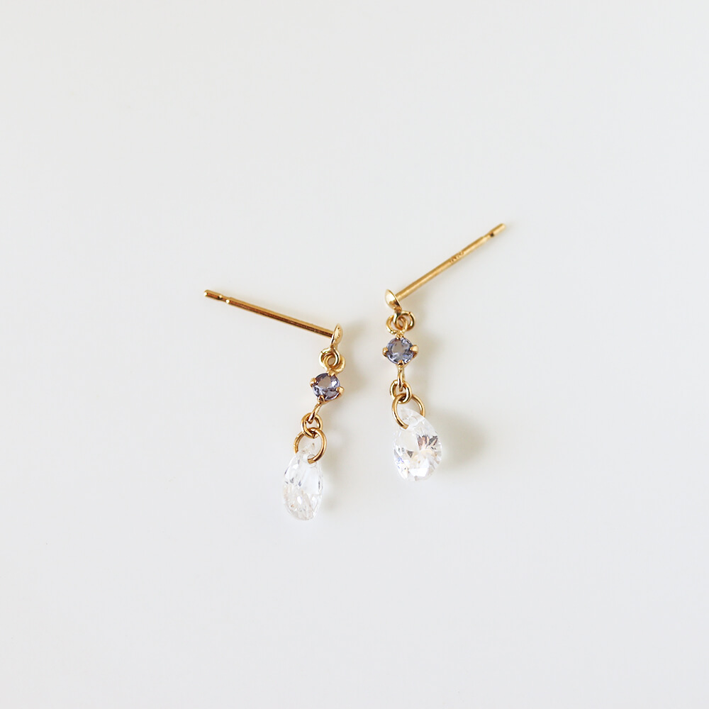 タンザナイト  / CZ ピアス | K18