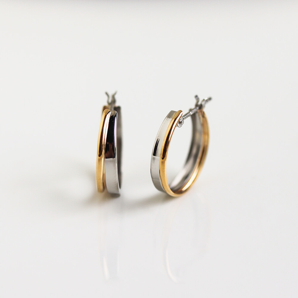 ゴールド プラチナ スナップ フープ ピアス | K18 / PT〈Web限定〉