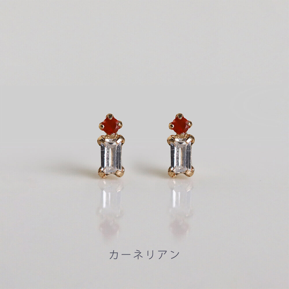 カラーストーン / キュービックジルコニア ピアス | K10YG