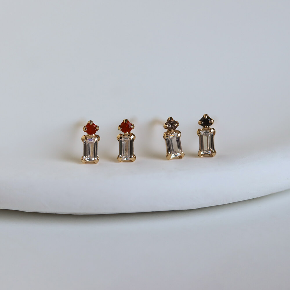 カラーストーン / キュービックジルコニア ピアス | K10YG
