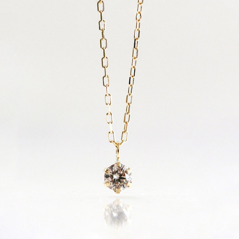 一石 シャンパンダイヤモンド 0.15ct ネックレス | K18