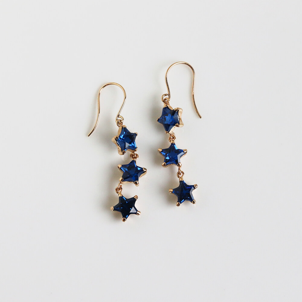 シンセブルー スター フック ピアス | K10YG〈Web限定〉