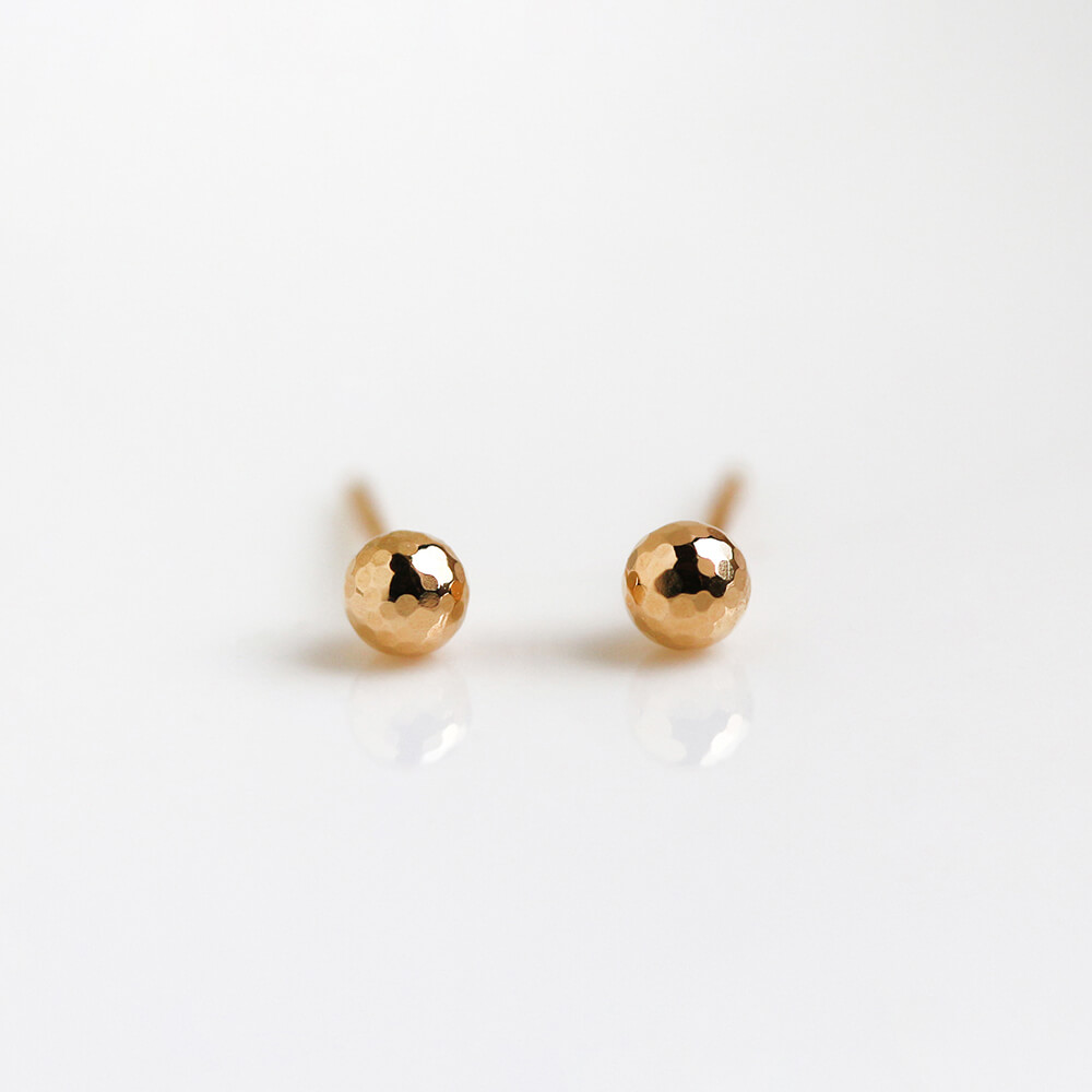 ゴールド ミラーボール  3mm ピアス | K18