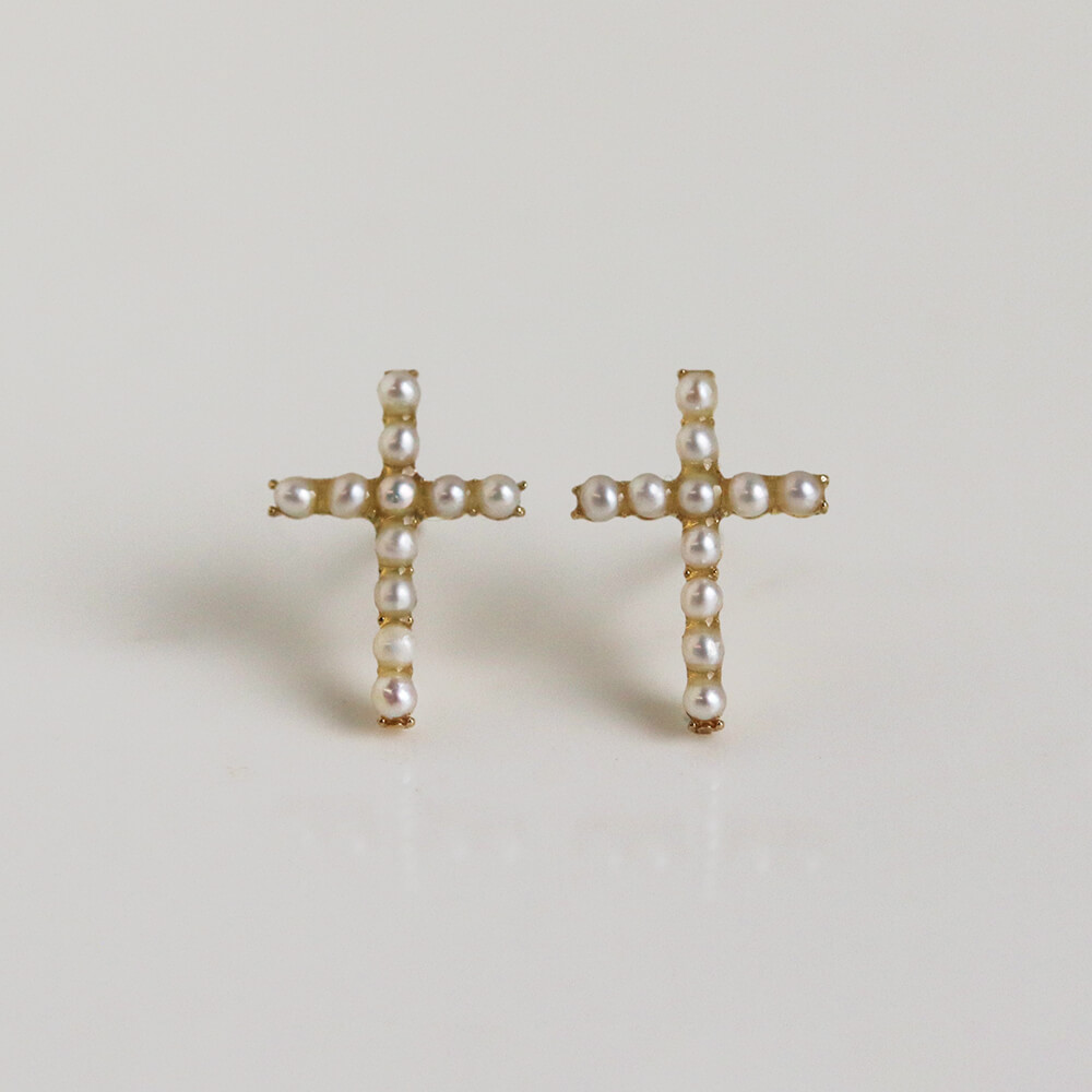 パール クロス ピアス | K10YG 〈Web限定〉