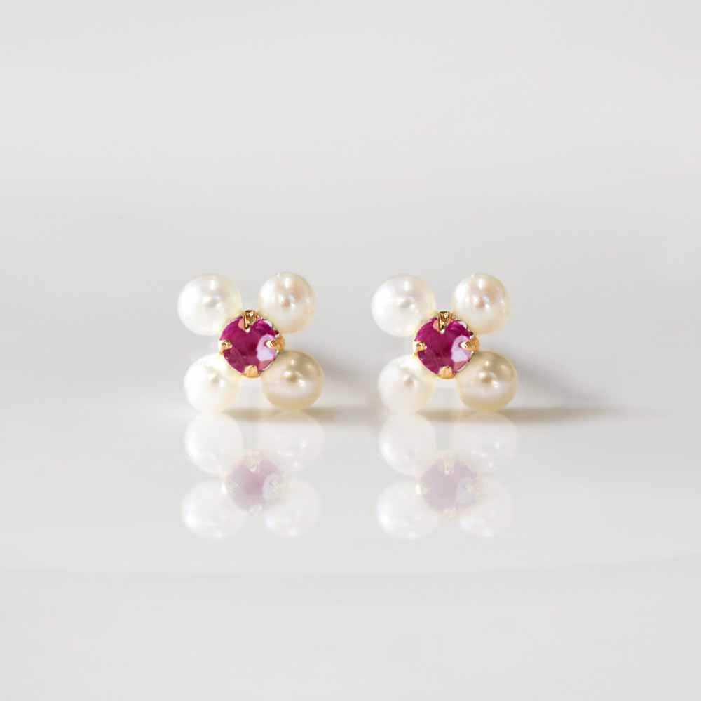 Ruby/Sapphire Flower Pierce | K18〈Web限定〉
