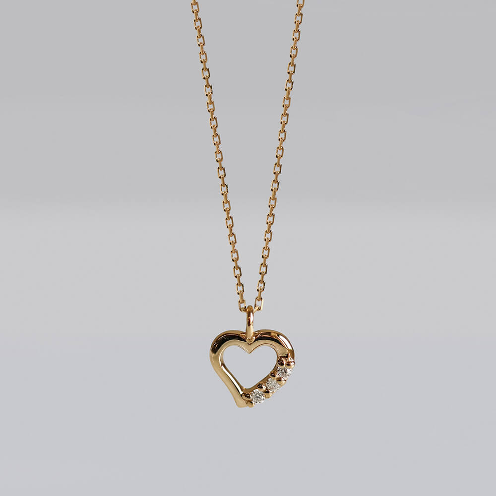 ダイヤモンド ハート ネックレス | K10YG