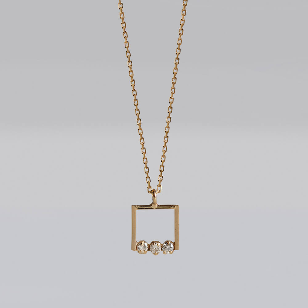 ダイヤモンド スクエア ネックレス | K10YG