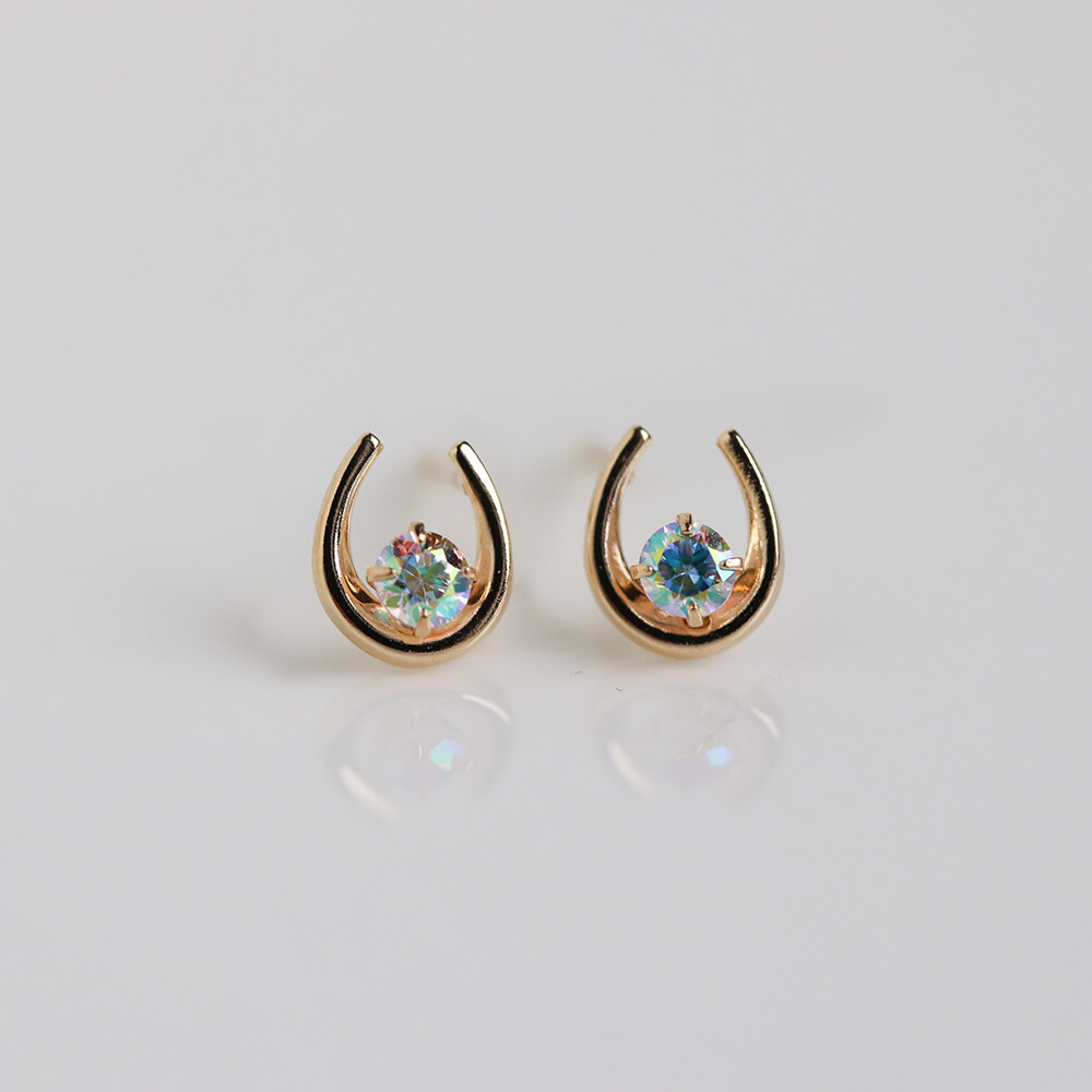 オーロラキュービックジルコニア ホースシュー ピアス | K10YG  〈Web限定〉