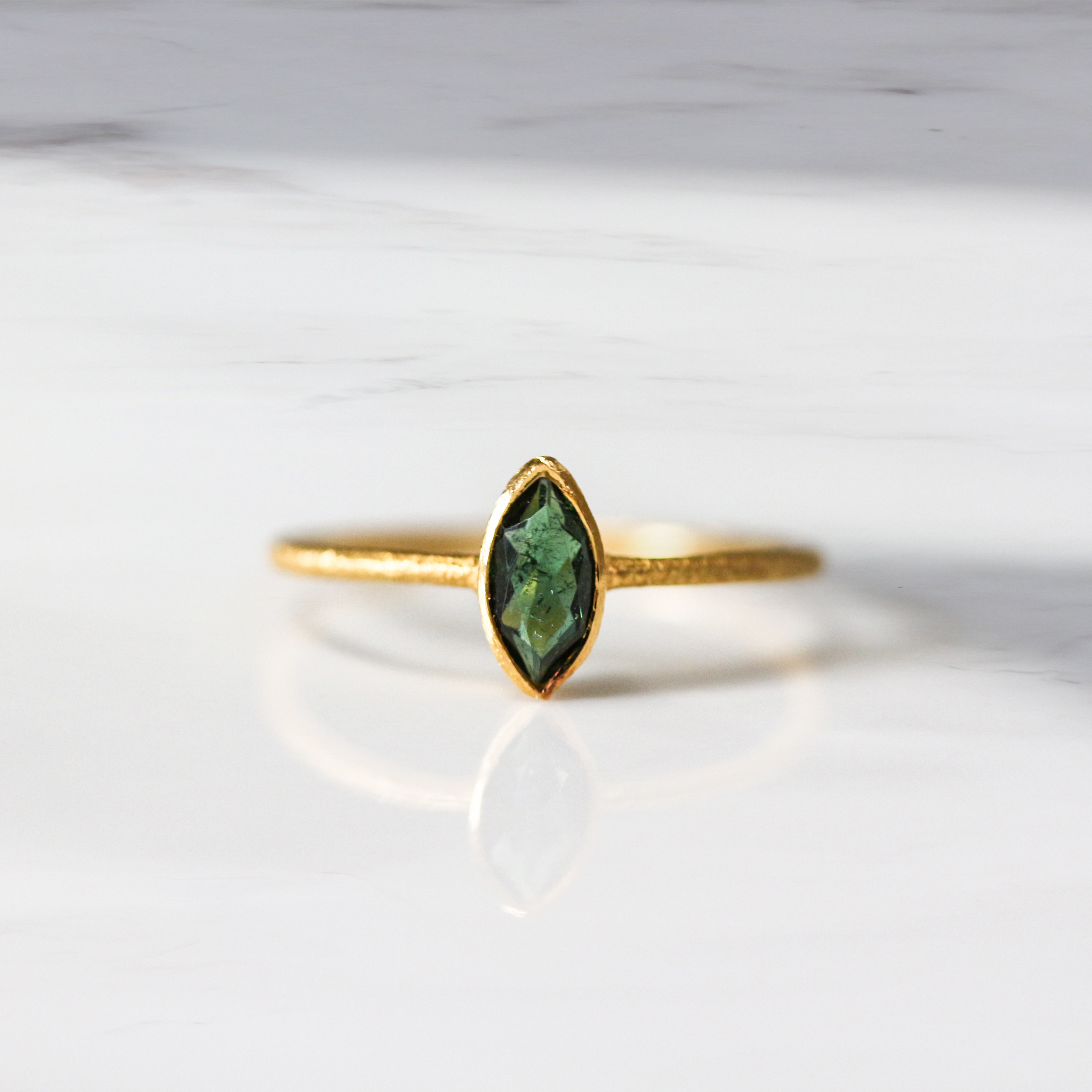 Marquise Green Tourmaline Ring | K14YG